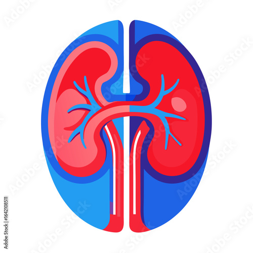 Healthy Human Kidney Anatomical Vector Illustration, Medical Concept, Isolated on White