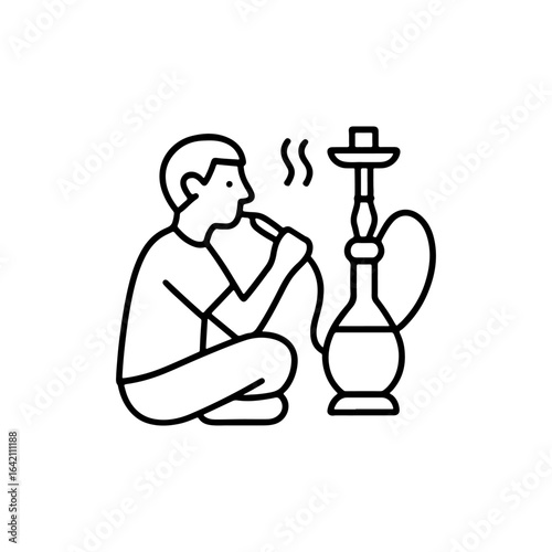 line icon man smoking hookah vector on white background
Vector line icon on white background