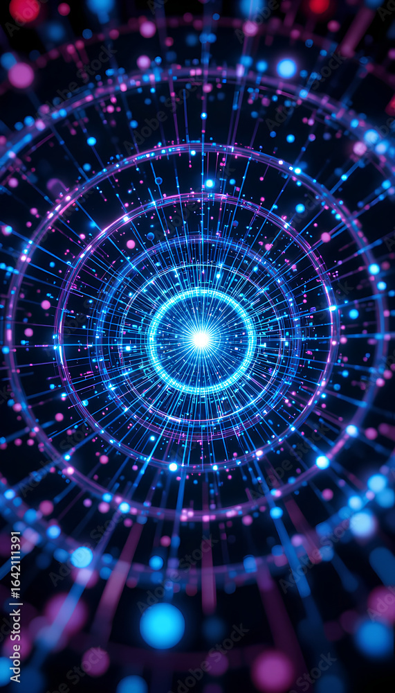 Obraz premium Blue & Magenta Data Vortex AI Technology in Cyberspace