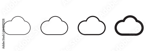 Set of clouds in a linear style. Cloud in line or outline collection. Vector illustration.