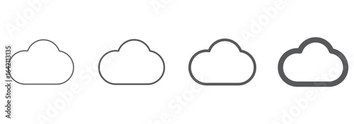 Set of clouds in a linear style. Cloud in line or outline collection. Vector illustration.