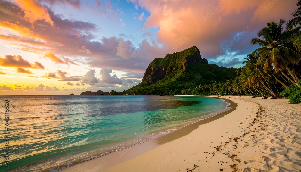 Obraz premium Tropical sunset beach scene