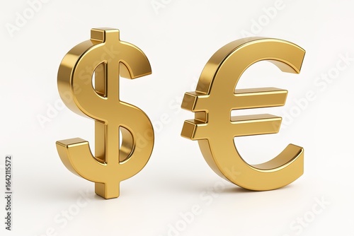 dollar and euro on a white background. Financial, exchange operations, currency exchange. 