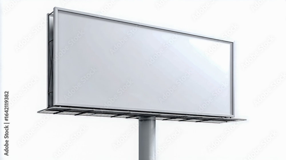 Fototapeta premium Billboard Mockup on White Background for Advertisement Design and Outdoor Media Campaigns, Advertising Structure Template