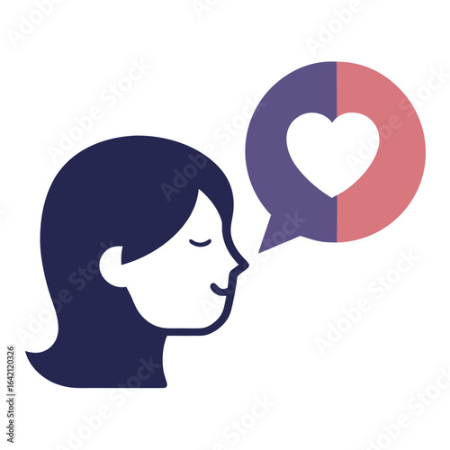 Silhouette Whispering with Heart Speech Bubble Vector for True Confessions Day