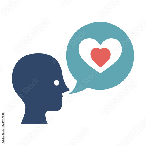 Silhouette Whispering with Heart Speech Bubble Vector for True Confessions Day