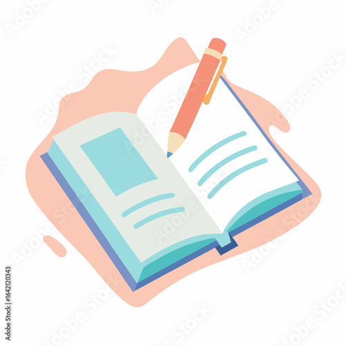 Open Diary with Pen Vector Illustration for True Confessions Day Concept