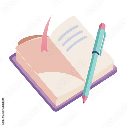 Open Diary with Pen Vector Illustration for True Confessions Day Concept