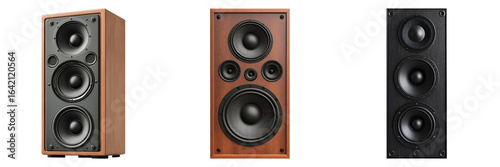 Set of speakers isolated on transparent background
