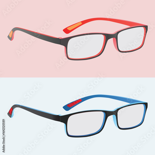 Plastic Myopia Square Glasses Vector illustration Design

