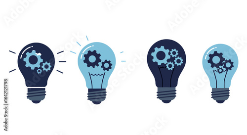 Conceptualization of Innovative Ideas Through Mechanical Gears Inside Light Bulbs Representing Brainstorming and Solution Generation