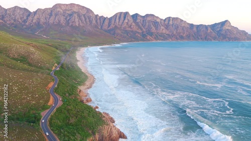 Ocean landscape with waves and dramatic evening light