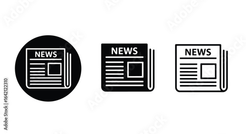 Newspaper Icon Set � Circular, Square, and Folded News Designs