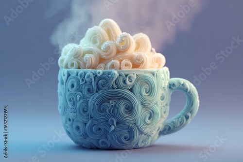 Steam Curling Up from a Ceramic Coffee Mug