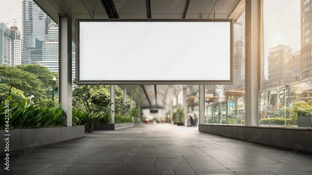 Fototapeta premium Blank Billboard Mockup in Urban Cityscape Setting for Advertising and Promotional Campaigns