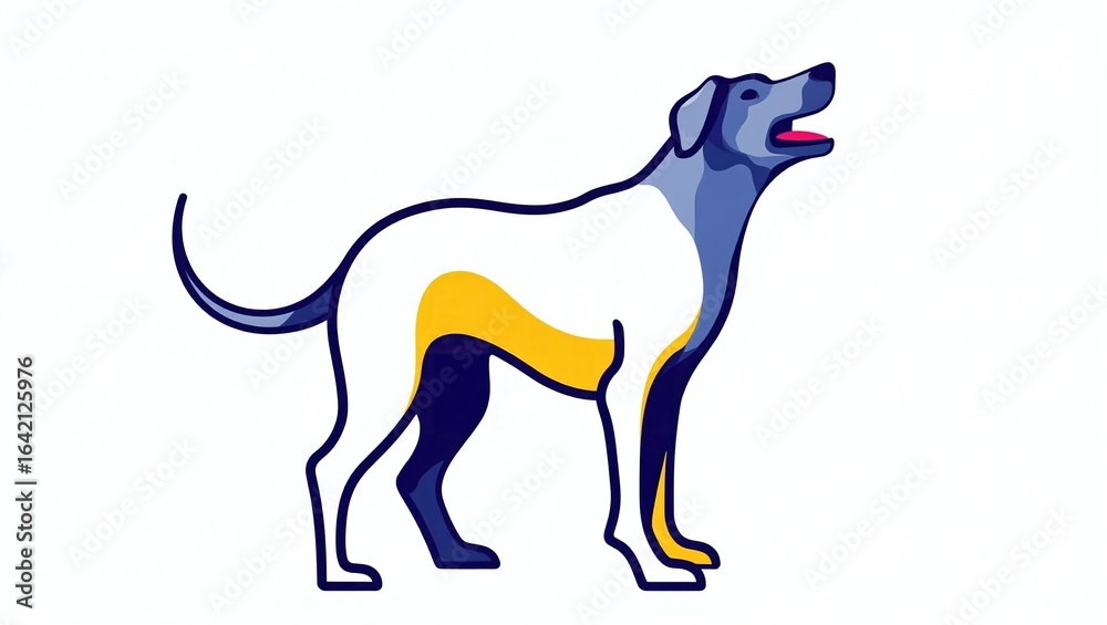 Fototapeta premium Illustrative dog in blue and yellow tones
