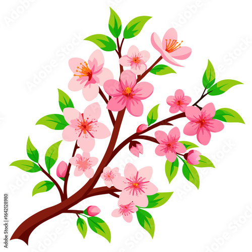 Cherry Blossom Spring Equinox Vector Illustration
