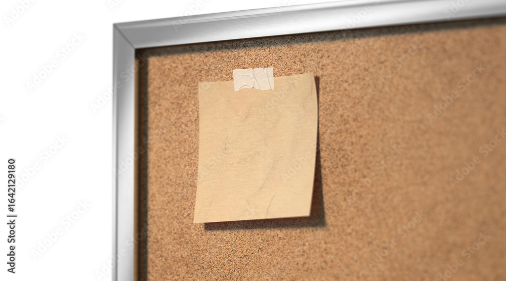 Fototapeta premium Blank craft paper note taped cork-board mockup, depth of field