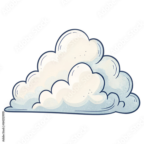 A fluffy white cumulus cloud isolated on a transparent background, representing weather and the sky