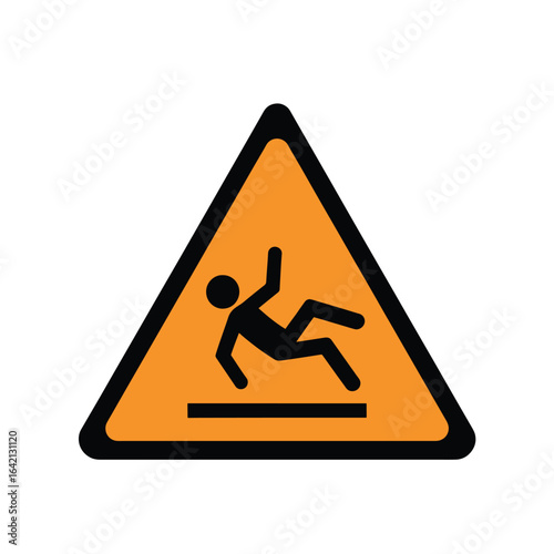 Person Falling Silhouette on Orange Background - Danger, Accident, Risk Icon
