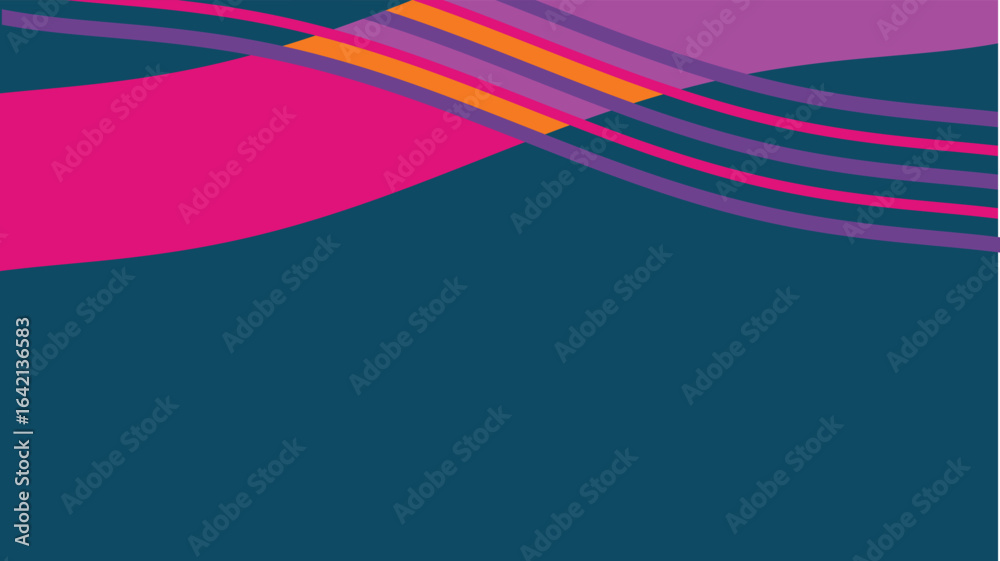 Obraz premium Simple beautiful minimal modern abstract background design with pink, blue, purple and orange color pallet and geometric shapes. wavy curvy lines