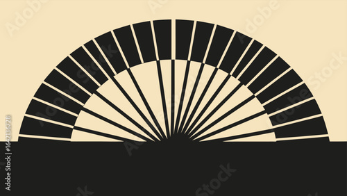 Abstract design featuring geometric shapes and radial lines for creative backgrounds