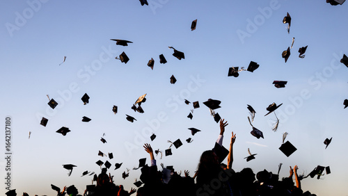 Graduation Caps in the Air