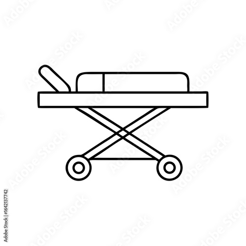 Vector icon of a stretcher with wheels for medical transport