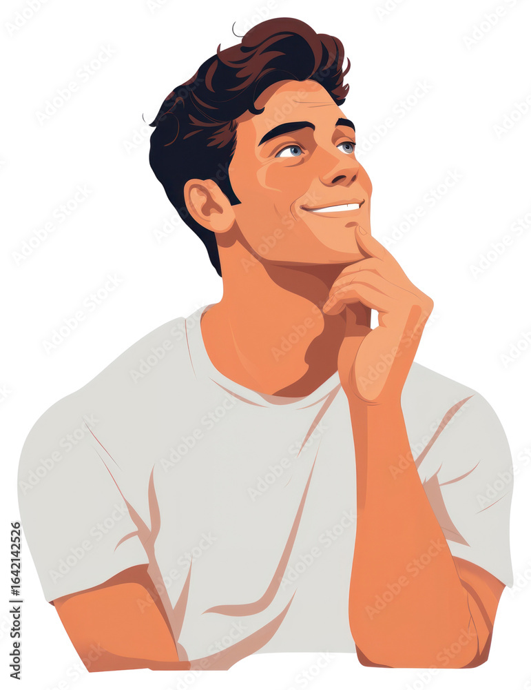 PNG A Portrait of a european young man thinking happily portrait adult smile. PNG A Portrait of a european young man thinking happily portrait adult smile.