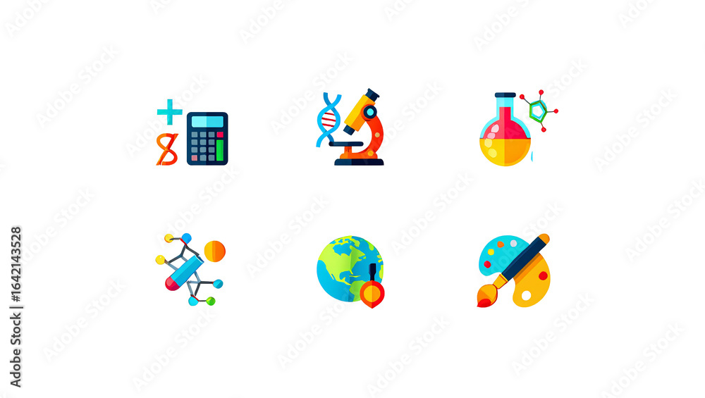 Fototapeta premium Educational subject icons isolated on white background