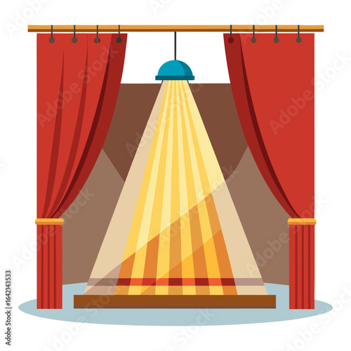 Theatre Stage Spotlight with Curtain Vector Illustration

