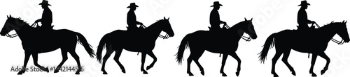 Printcowboy riding horse silhouette, horseback rider, western cowboy, horse rider silhouette, cowboy hat, equestrian silhouette, horse riding, western style