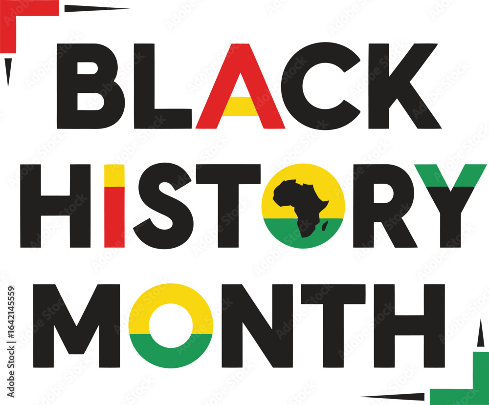 Fototapeta premium Vector art of black history month text logo isolated on white background