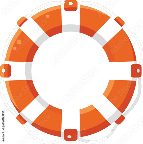 Lifebuoy with orange and white colors safety ring for water rescue vector illustration 