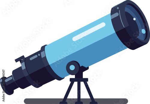 Telescope scientific instrument for astronomy observation with tripod stand vector illustration 