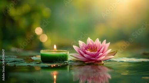 Wallpaper Mural Lotus Blossom and Candlelight Serenity: A Tranquil Spa and Wellness Still Life Torontodigital.ca