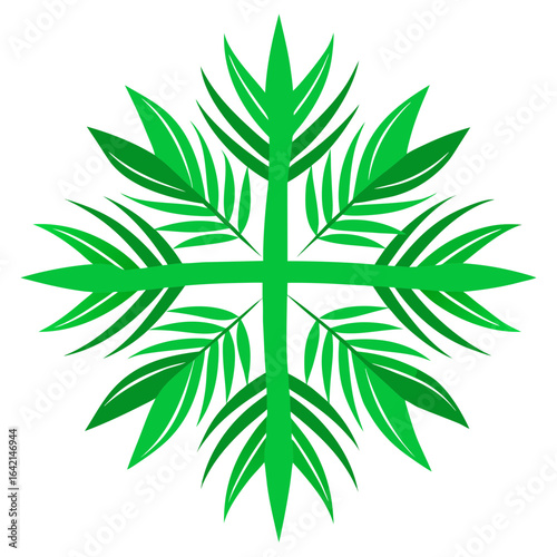 Cross-Shaped Palm Leaves Vector Illustration for Palm Sunday Symbolism