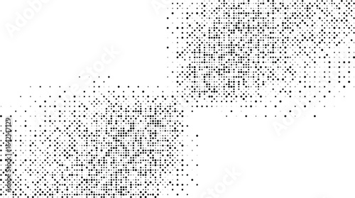 Abstract monochrome geometric background with a chaotic pattern of digital crosses and pixels creating a modern data glitch effect vector illustration