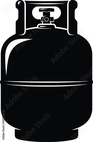 Vector art of black silhouette of a gas cylinder isolated on white background