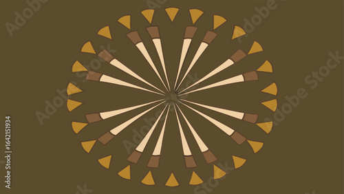 Abstract geometric design featuring radial symmetry and earth tone color palette