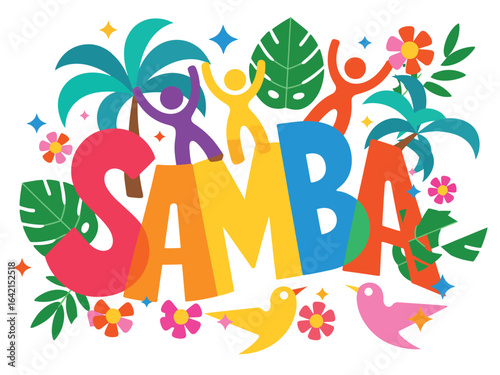Vibrant Illustration of Samba Dance Festival and Brazilian Carnival Celebration