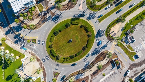 The infamous Clearwater Beach Roundabout drone straight down view