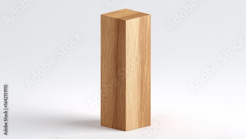 Wooden rectangular block against a plain background.