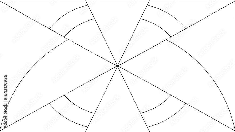 Obraz premium Abstract geometric design with lines and arcs in modern minimalist monochrome style