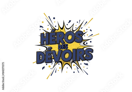 Héros des devoirs. Illustration de style bande dessinée pour les enfants et l'école. Concept de super-héros pour la motivation scolaire.