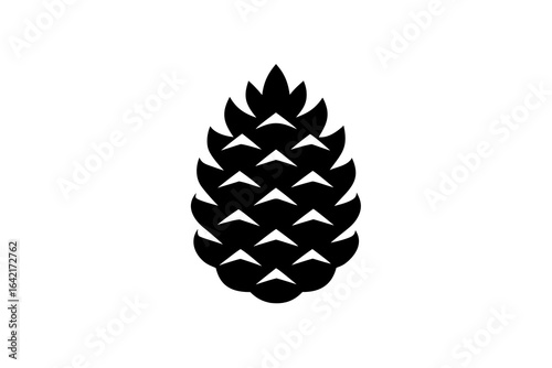Black silhouette of a pine cone on a white background seed coniferous