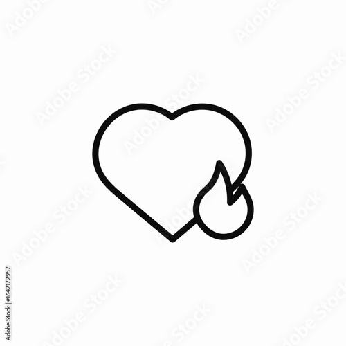 heart fire icon sign vector