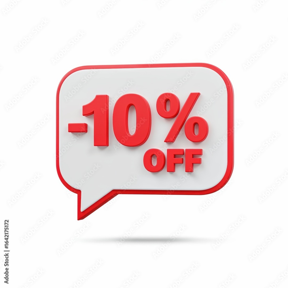 Discount Offer -10% Text: A vibrant 3D text bubble showcasing a prominent -10% OFF discount, inviting customers to seize savings and promotional opportunities. Discount Offer -10% Text: A vibrant 3D text bubble showcasing a prominent -10% OFF discount, inviting customers to seize savings and promotional opportunities.