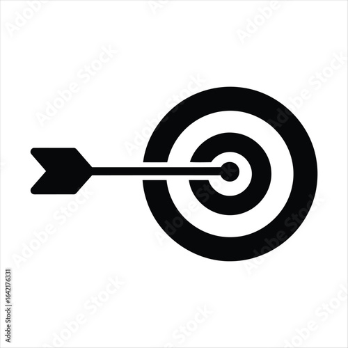 Black icon of a target with an arrow hitting the bullseye center circular