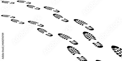 footprint shoe sole tracking path on transparent background, shoe footprint path vector illustration